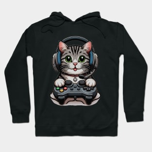 funny cute cat love gaming Hoodie